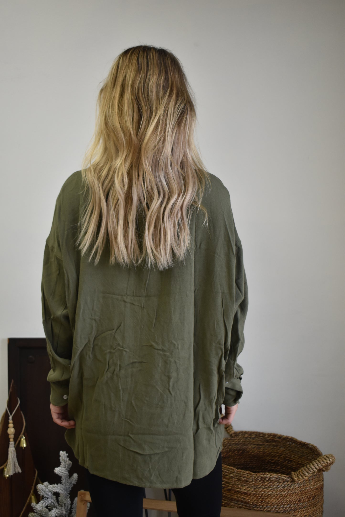 Oversized Olive Button-Up