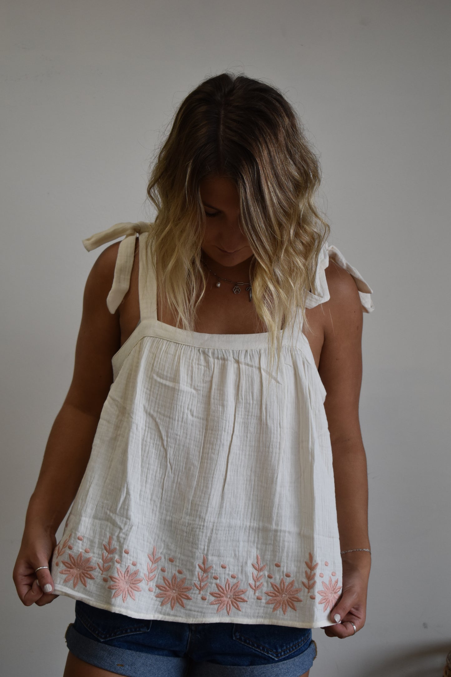 Blush & Ivory Peplum Tank