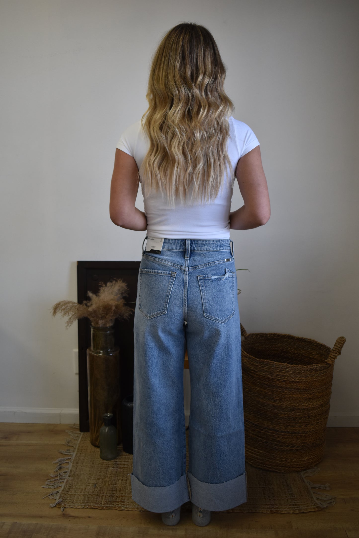 Light Washed Cropped Trousers