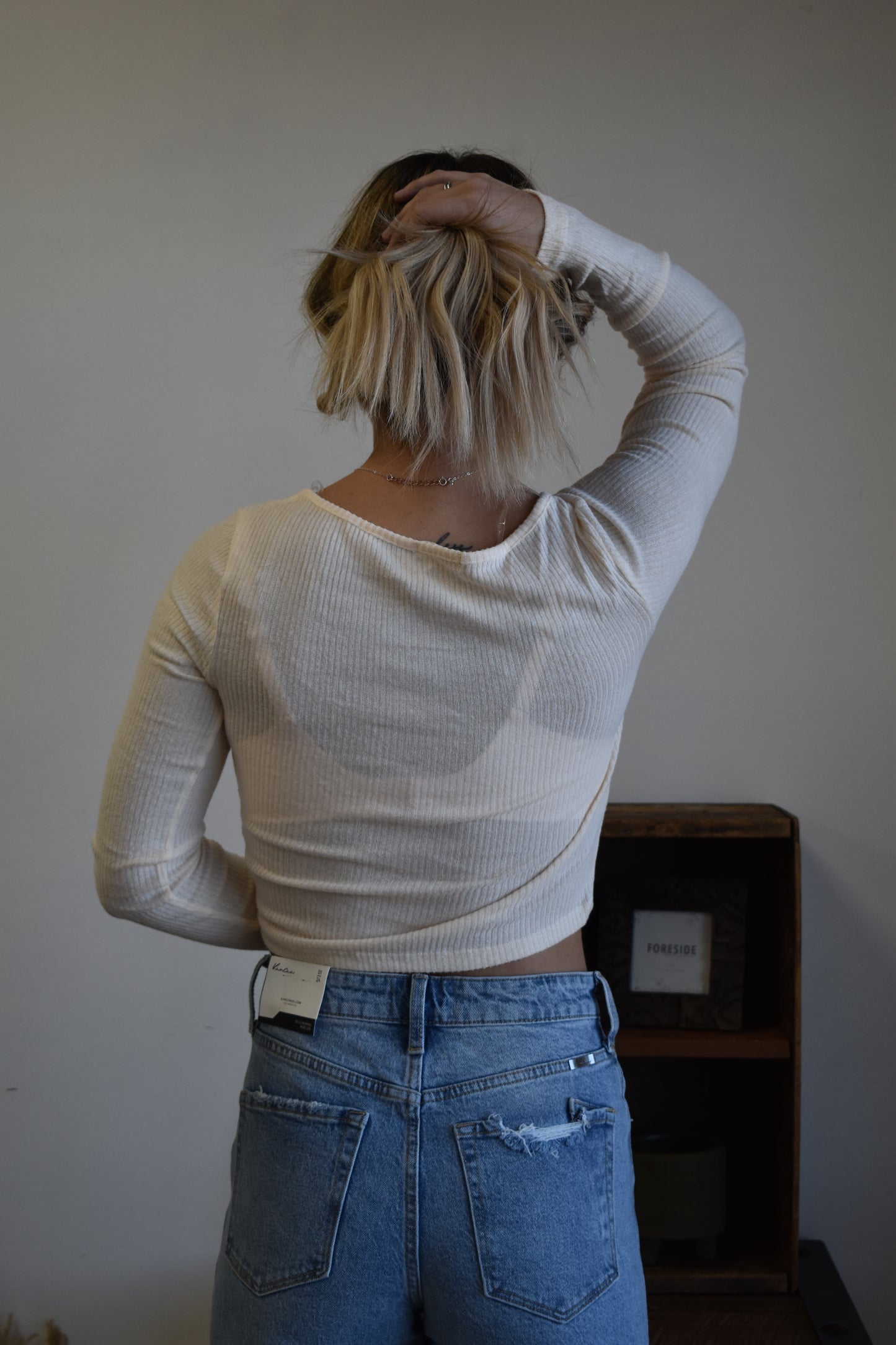 Cream Ribbon Long Sleeve