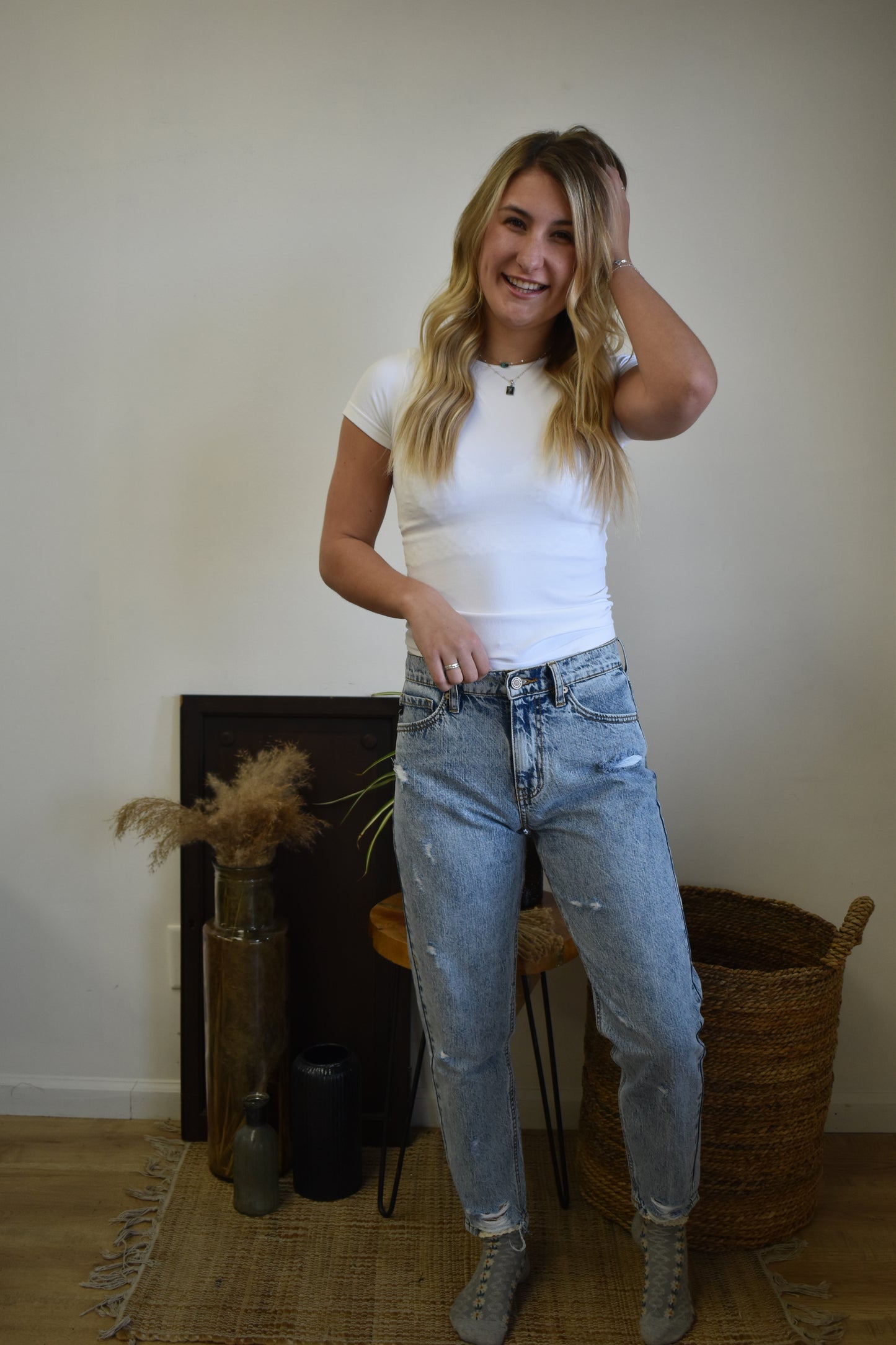 Light Washed Mom Jeans