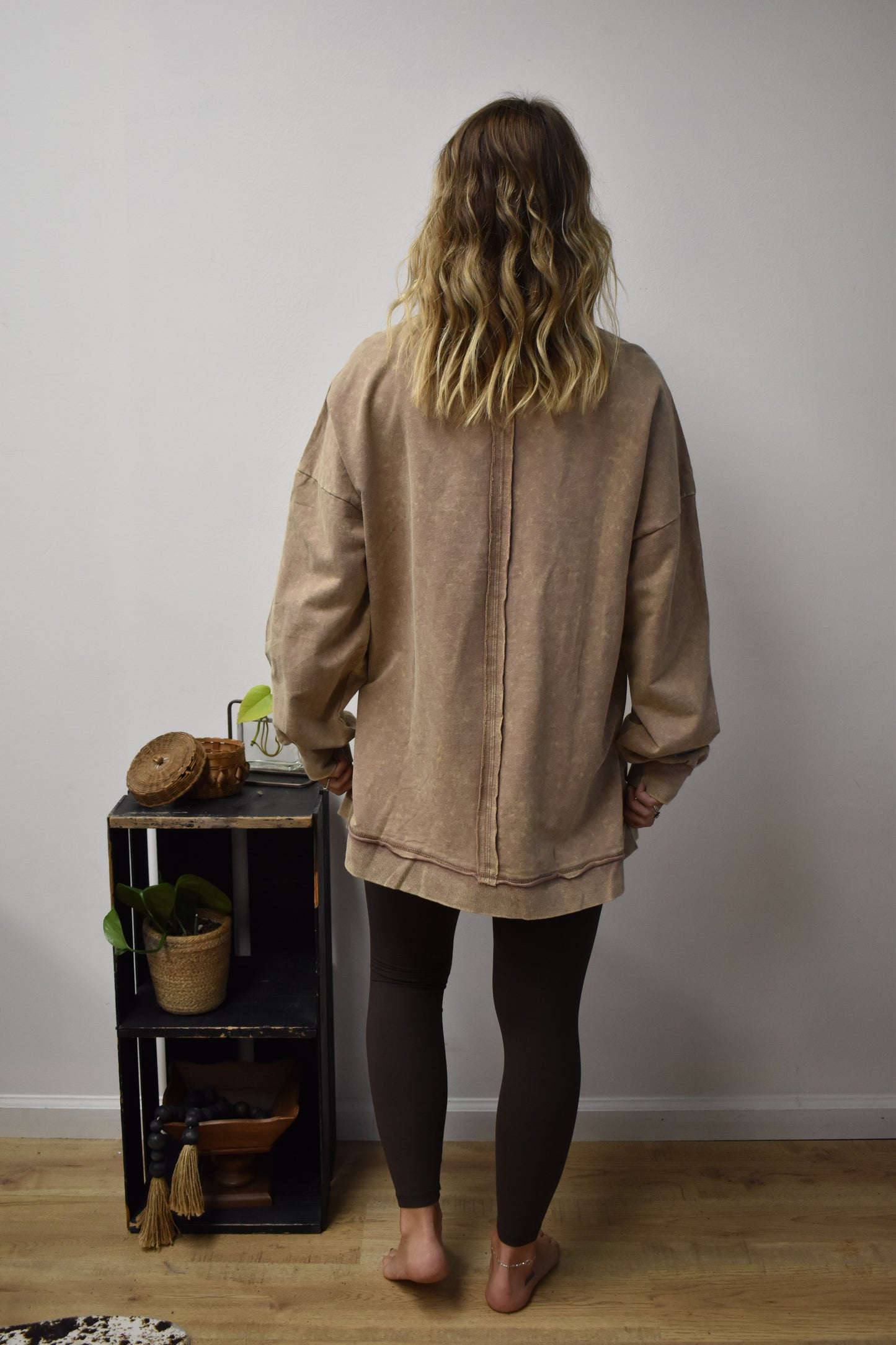 Mineral Washed Pullover: Mocha
