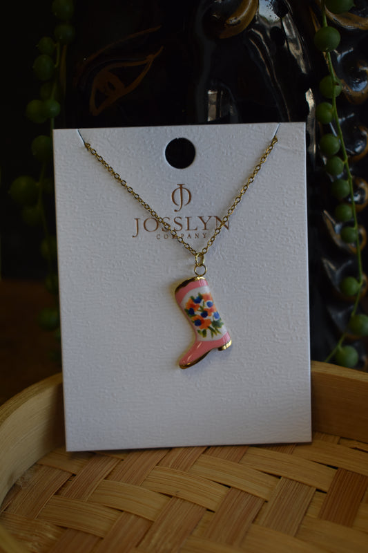 Pink Floral Charm Necklace