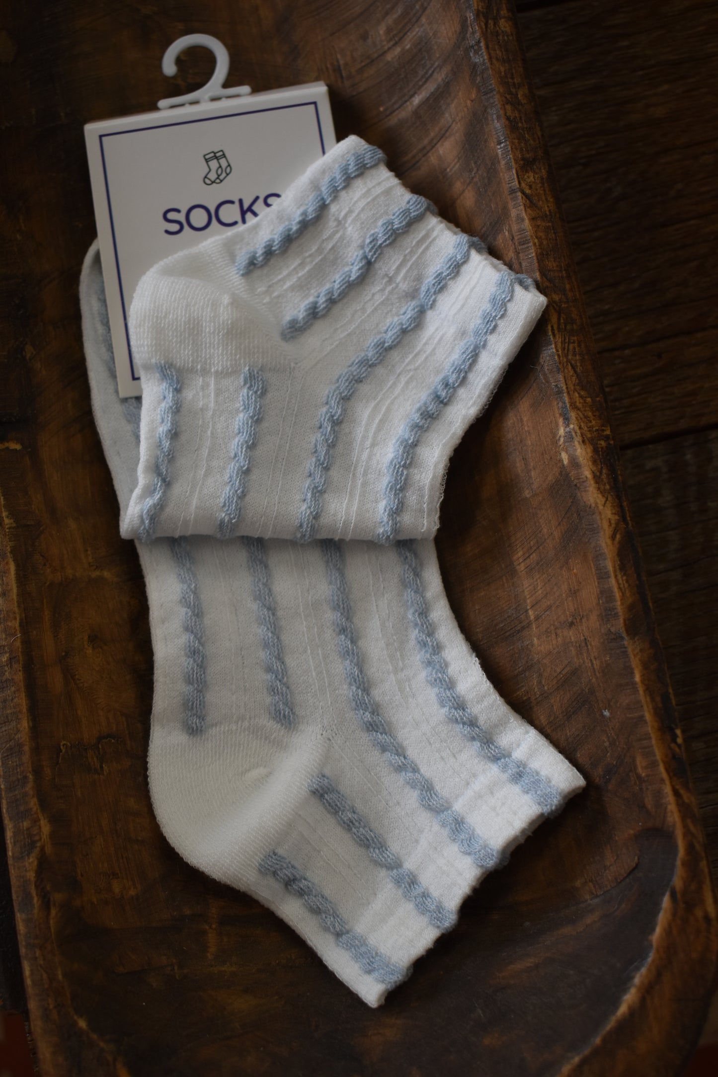 Denim Blue & White Crew Sock