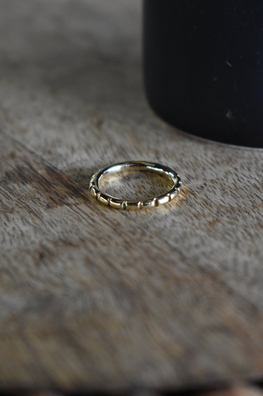 Gold Plated Ribbed Stackable Ring