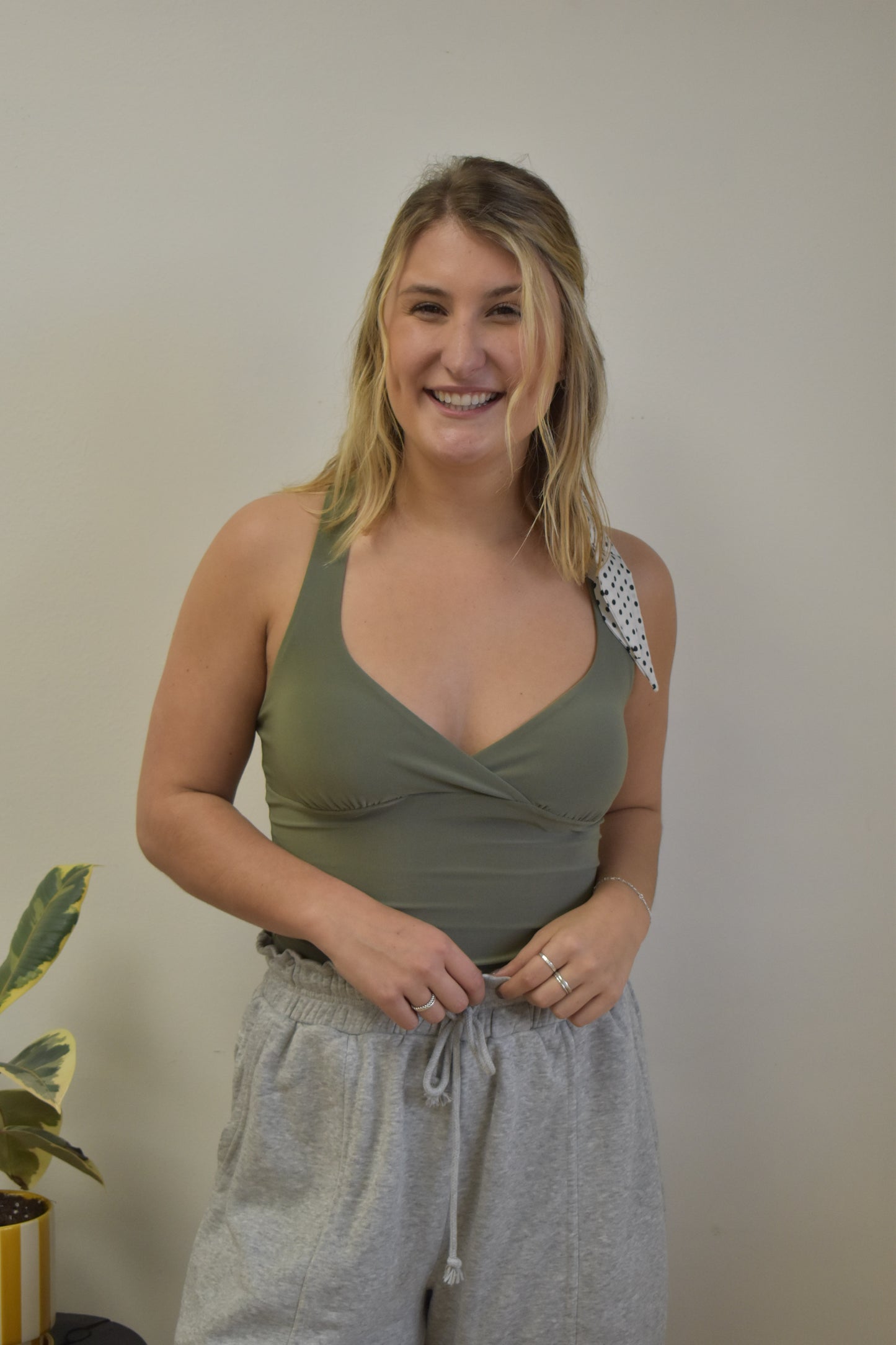 Olive Crisscross Back Ity Tank
