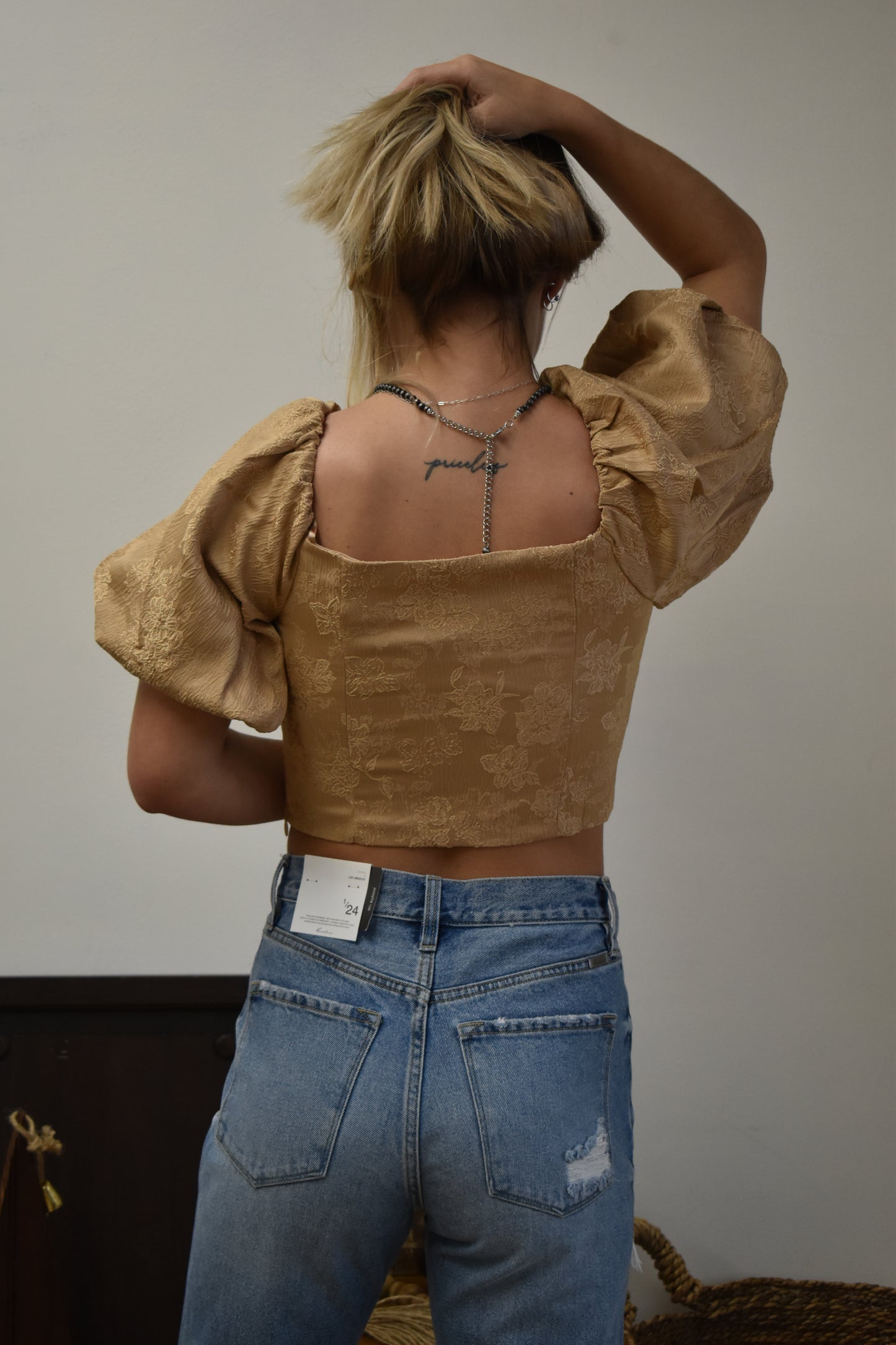 Mocha & Rose Puff-Sleeve Top