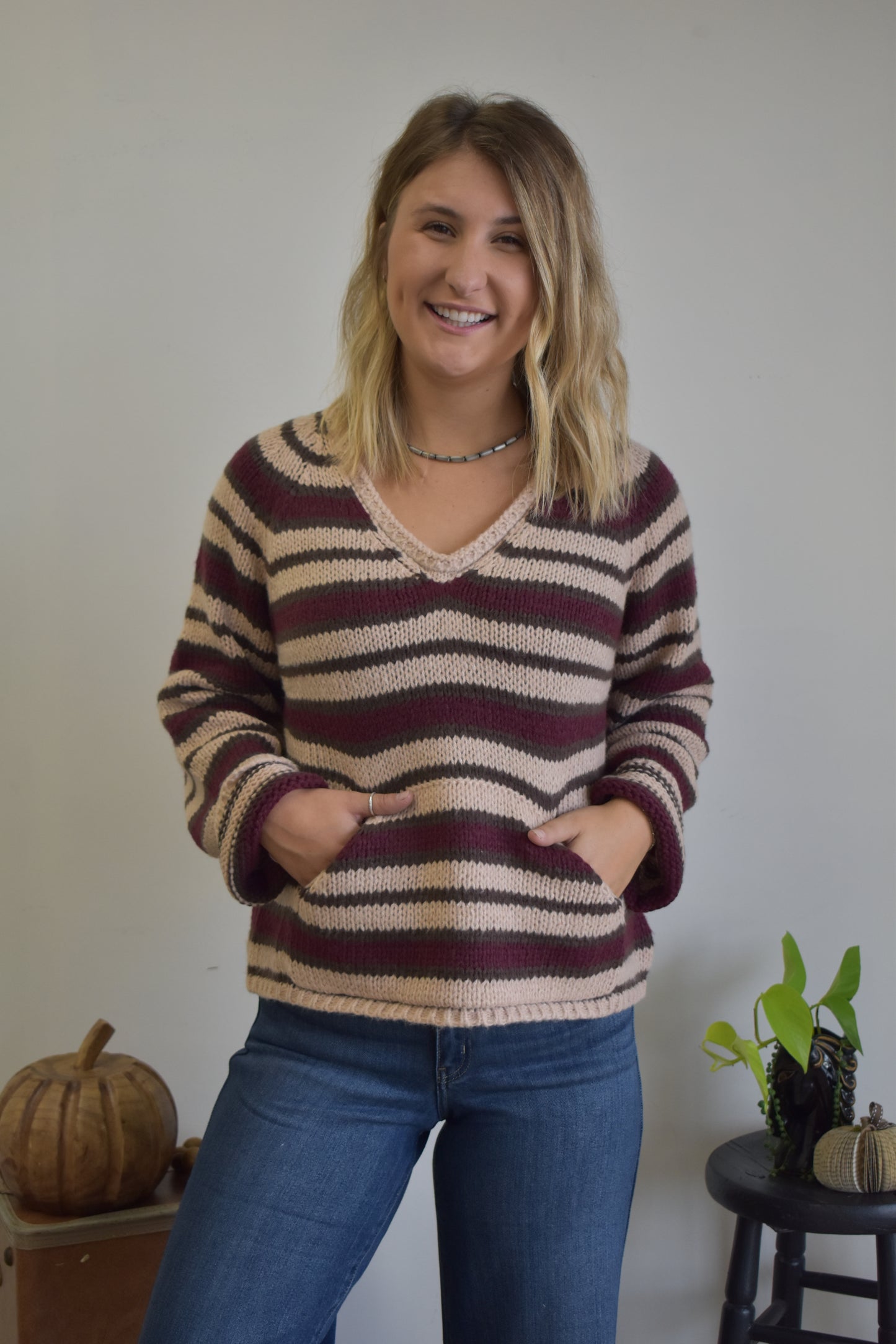 Burgundy Knit Kangaroo Sweater