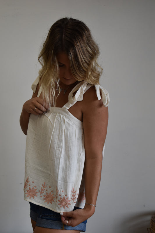 Blush & Ivory Peplum Tank