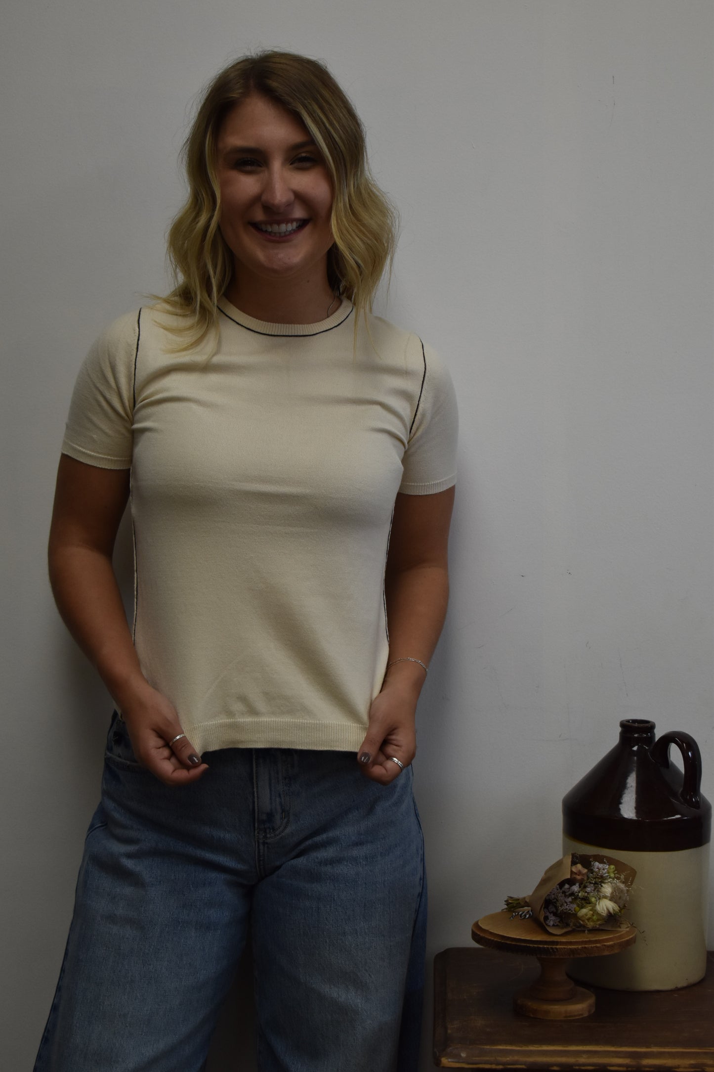 Cream Knit Top