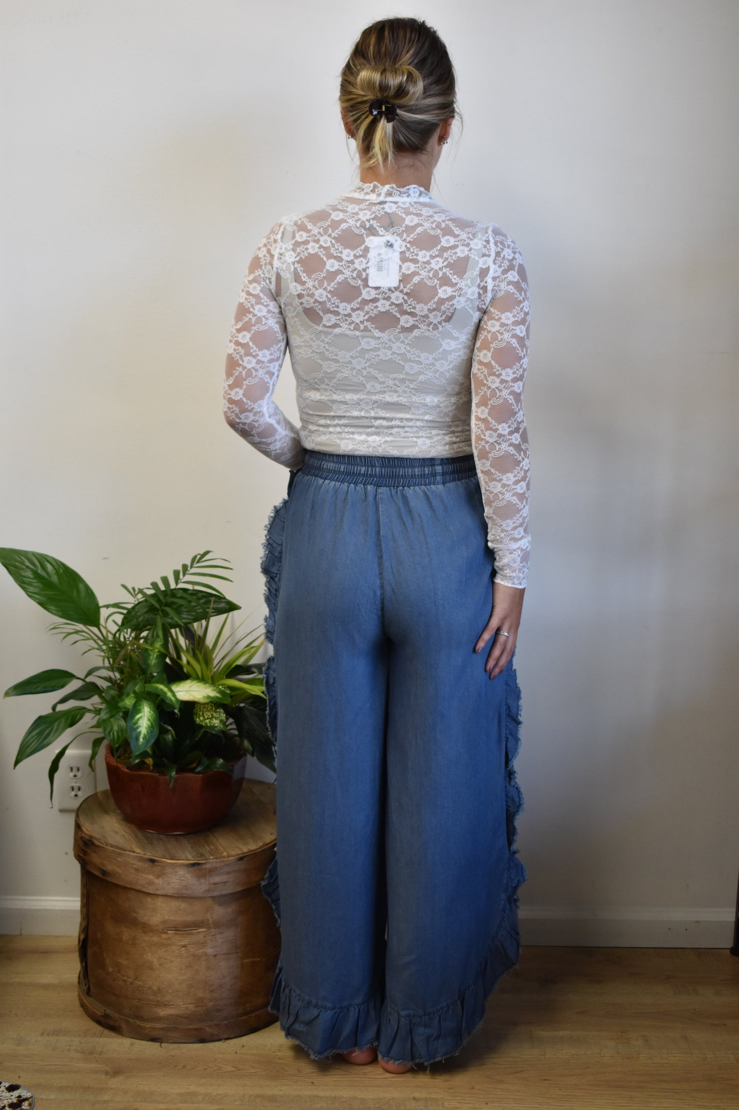Ruffle Wide Leg Trousers