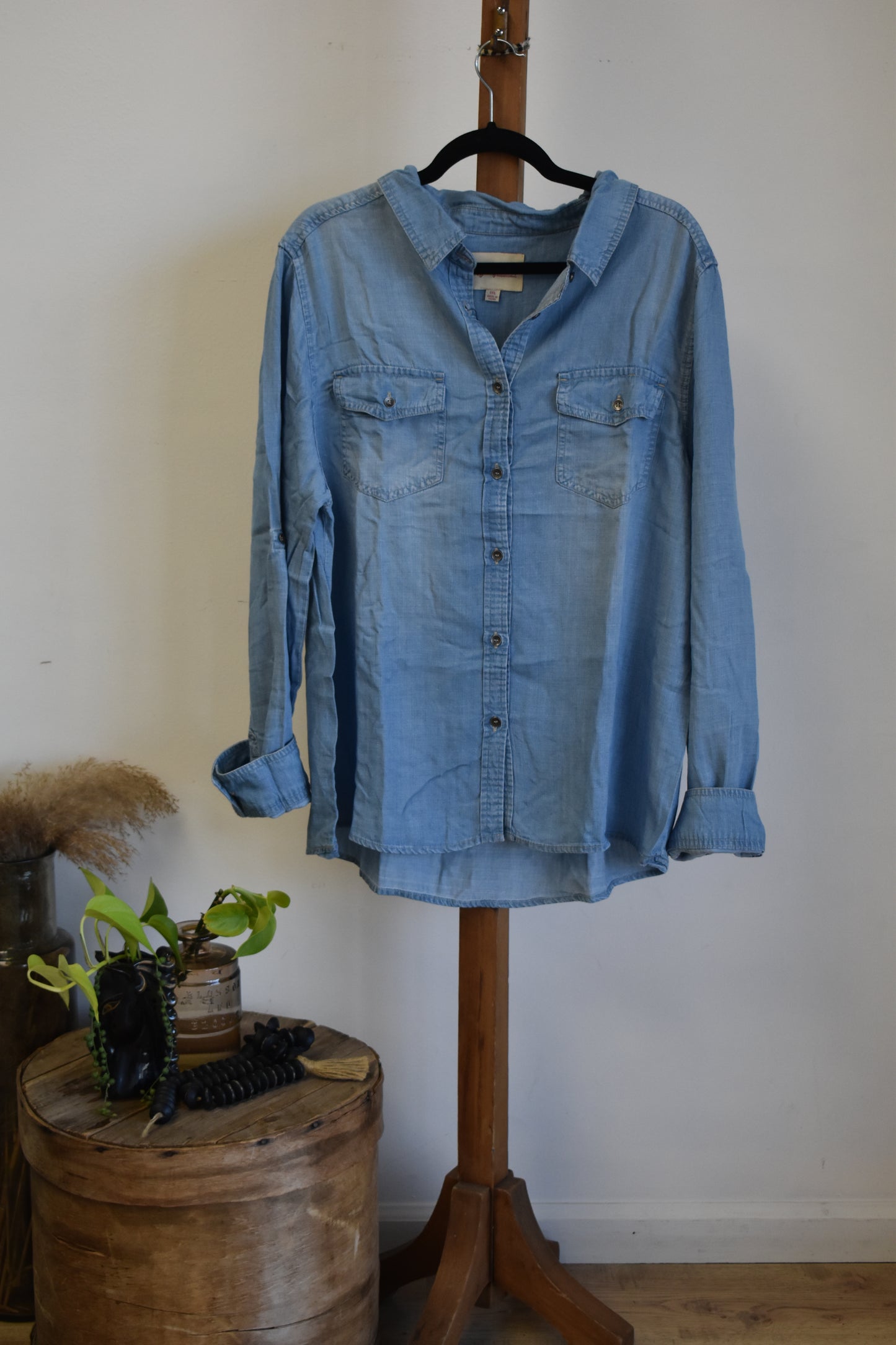 PLUS Denim Button Up Long Sleeve