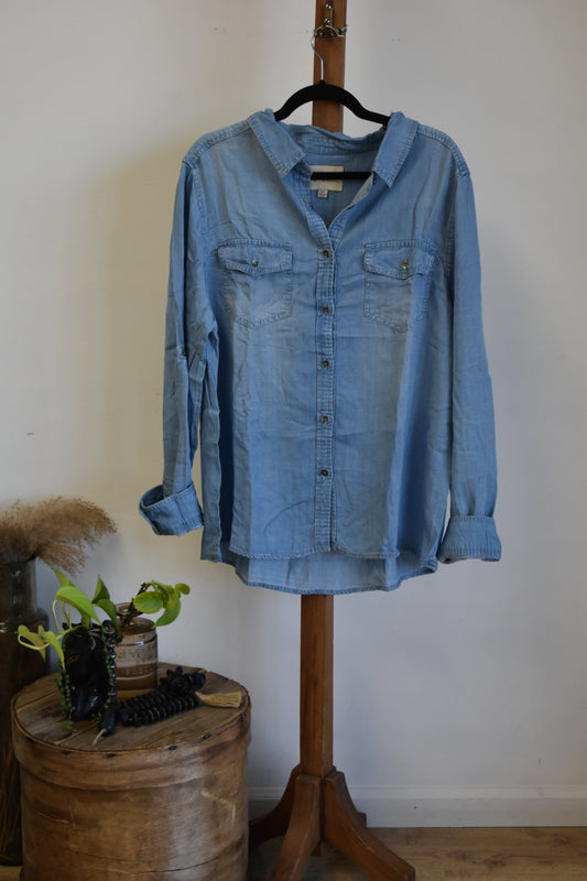 PLUS Denim Button Up Long Sleeve