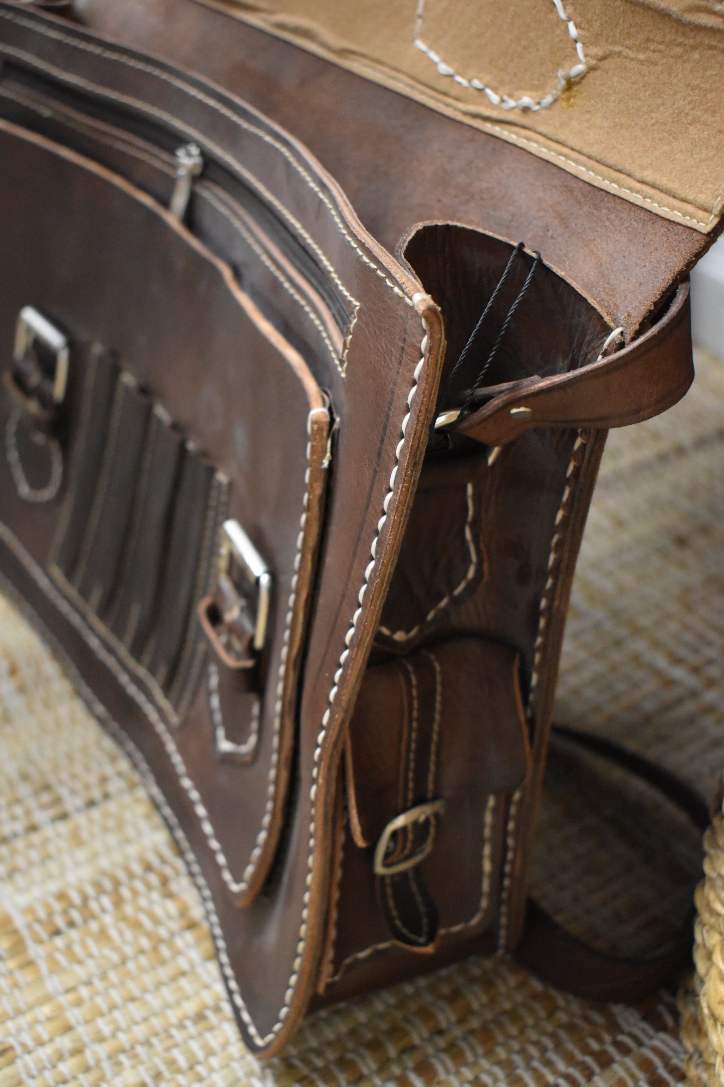 Tooled Leather Structured Briefcase