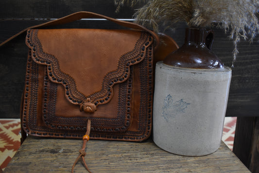Tooled & Stitched Leather Crossbody