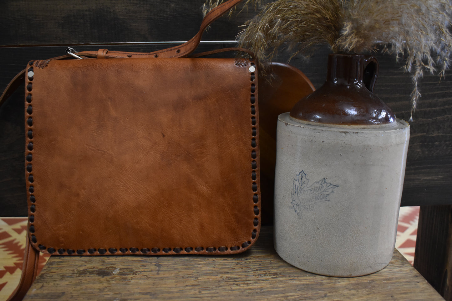 Tooled & Stitched Leather Crossbody