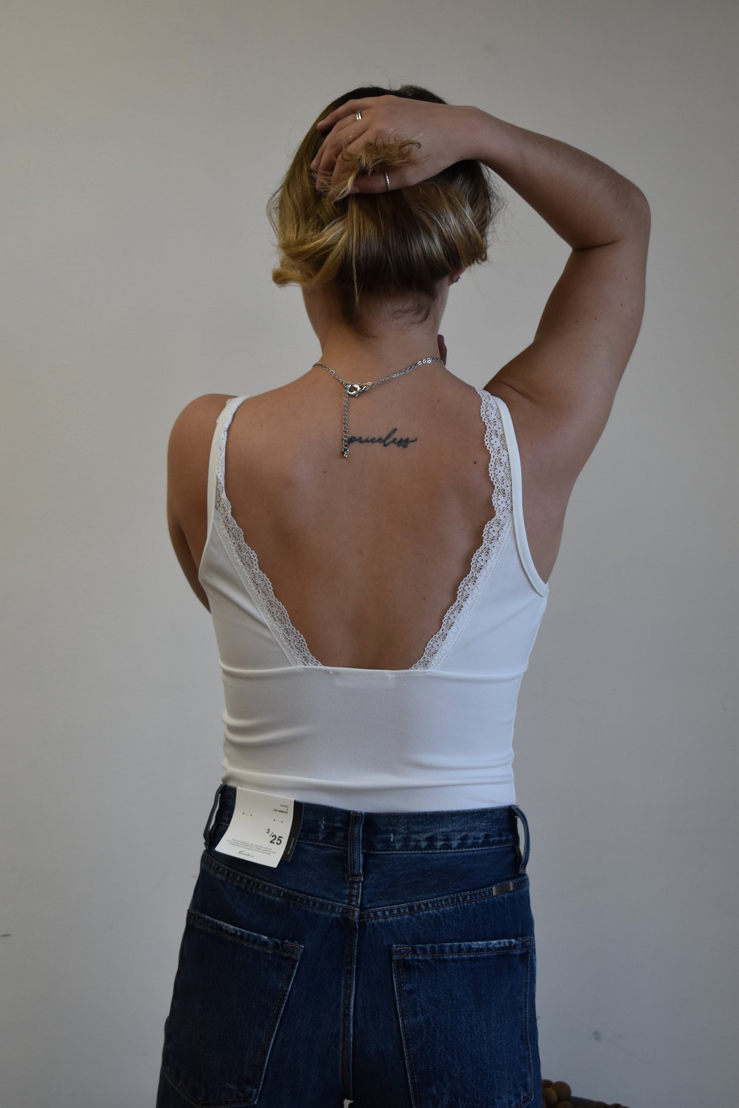 White & Lace Trim Bodysuit