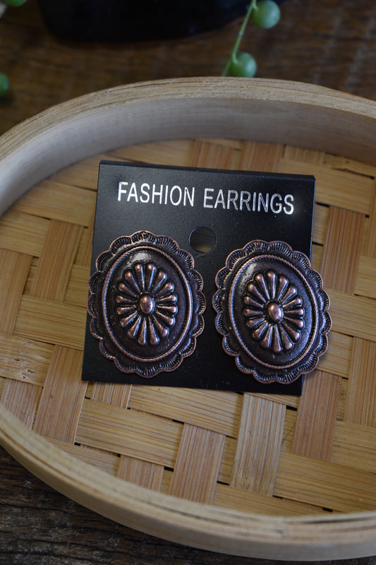 Copper Concho Earrings