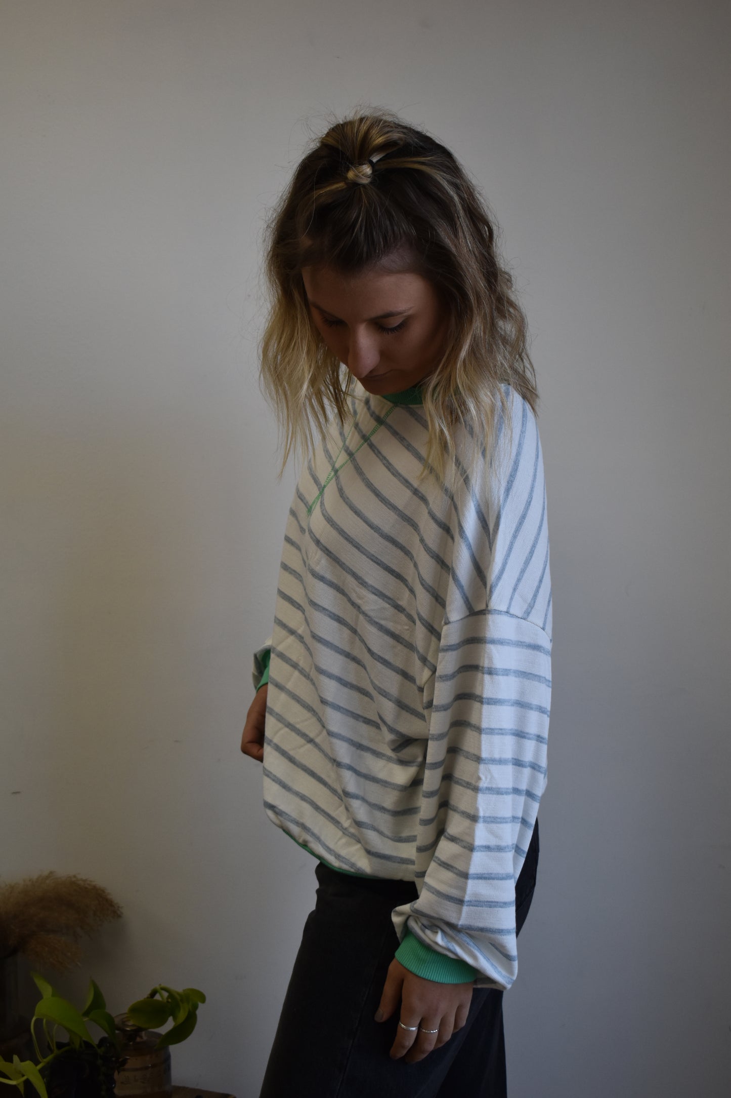 Green & Denim Striped Long Sleeve