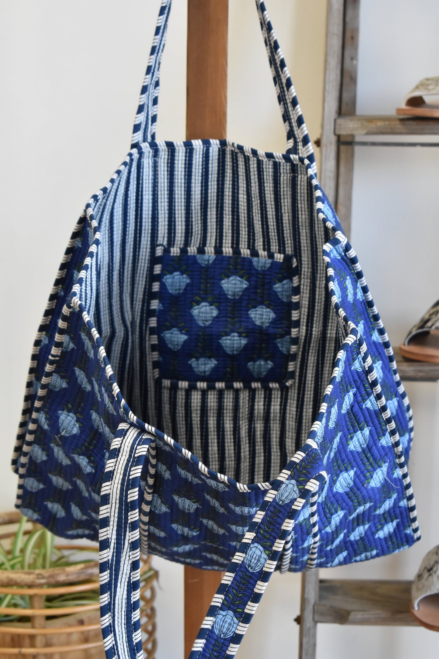 Royal Blue Floral Quilted Bag