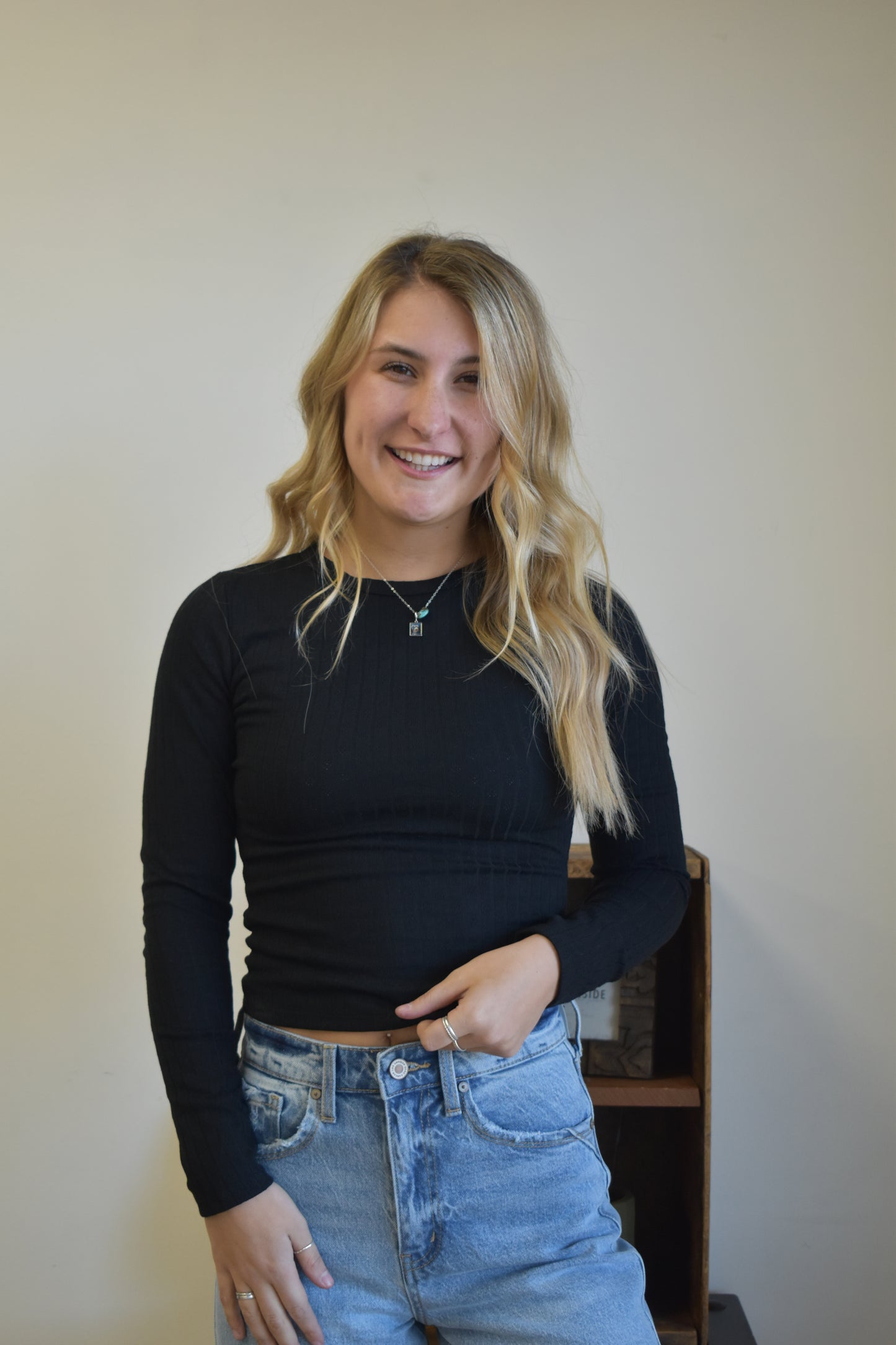 Midnight Ribbed Long Sleeve