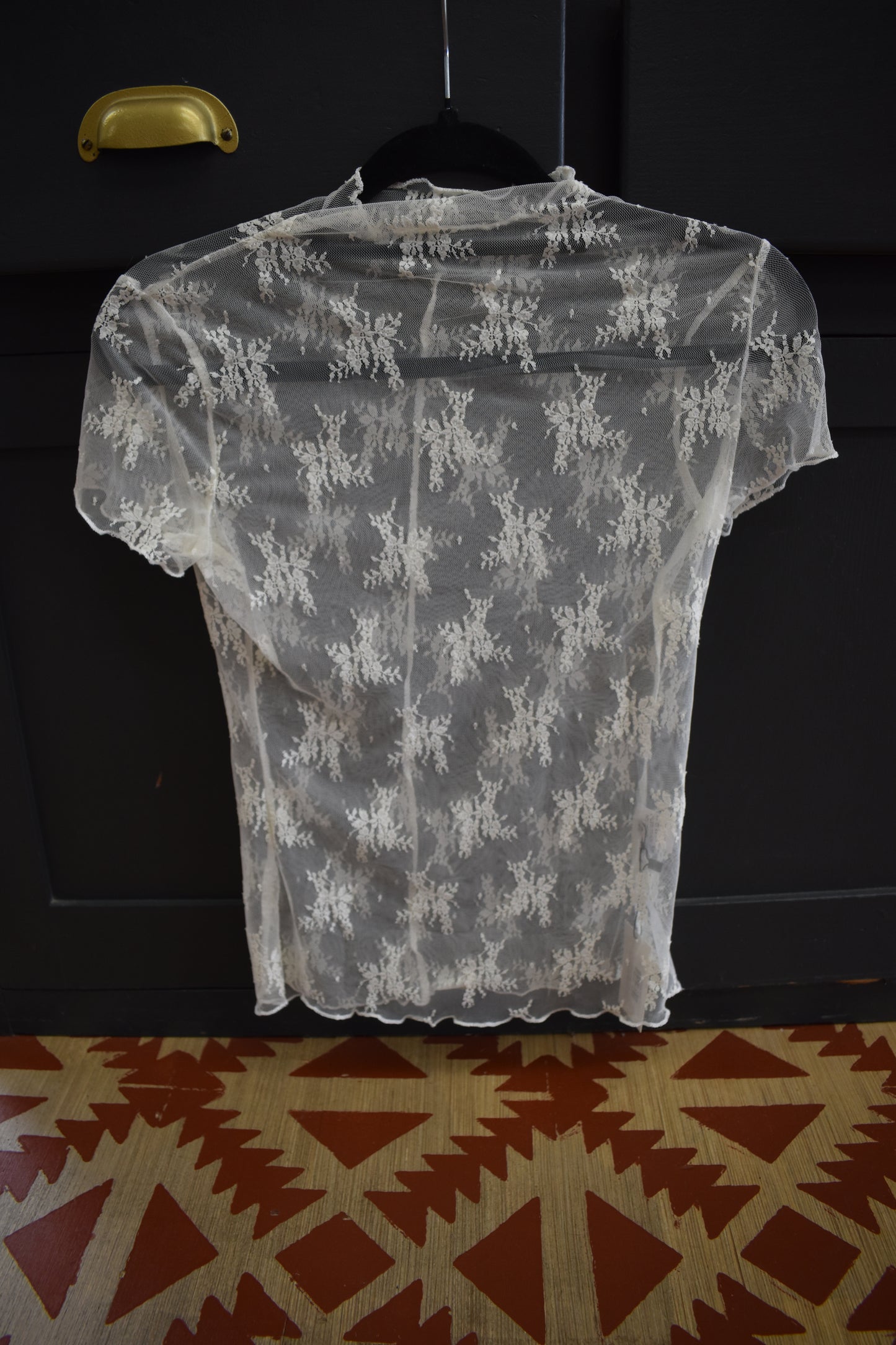 Floral Lace Mesh Short Sleeve