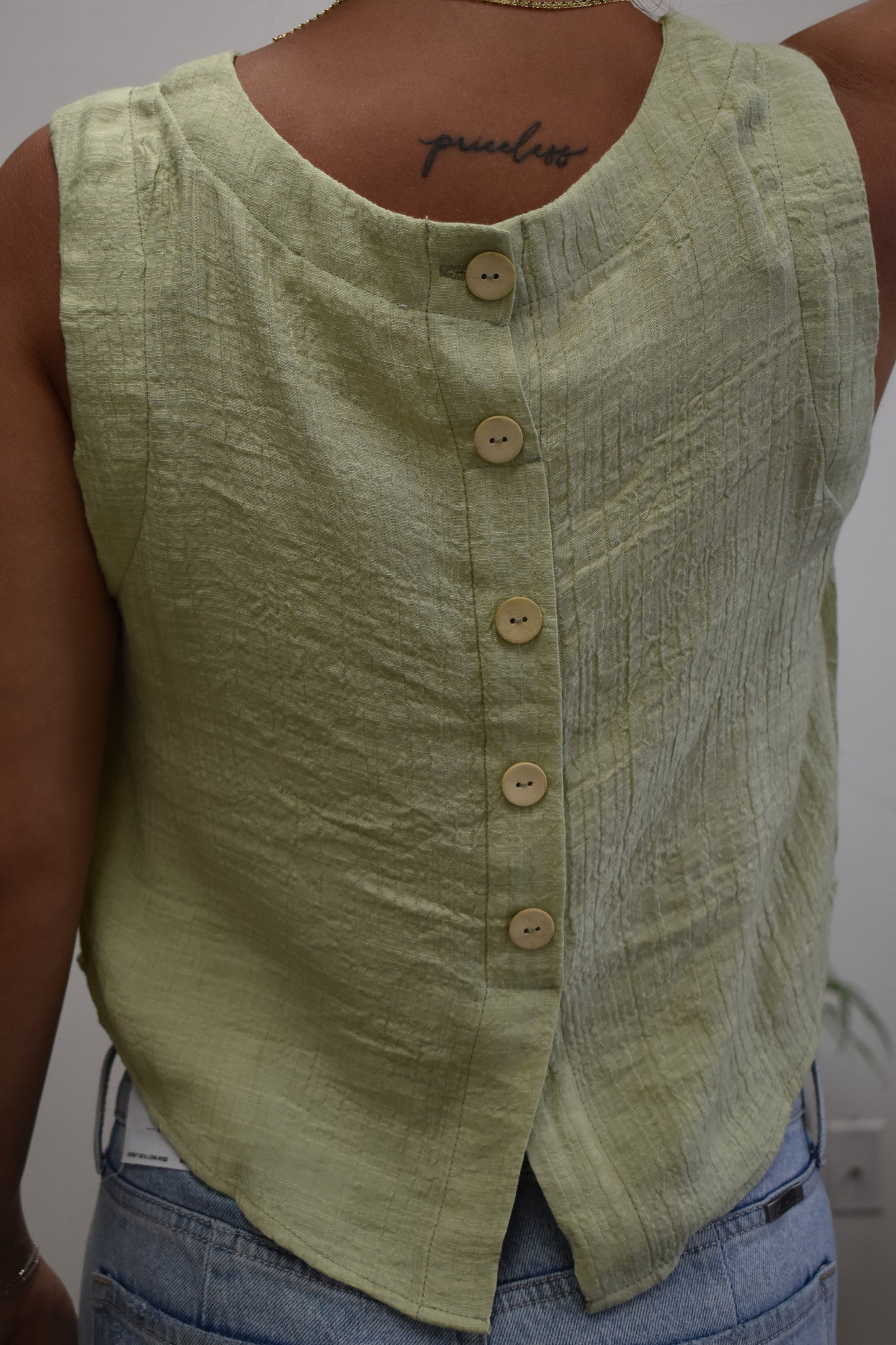 Light Olive Textured Sleeveless Top