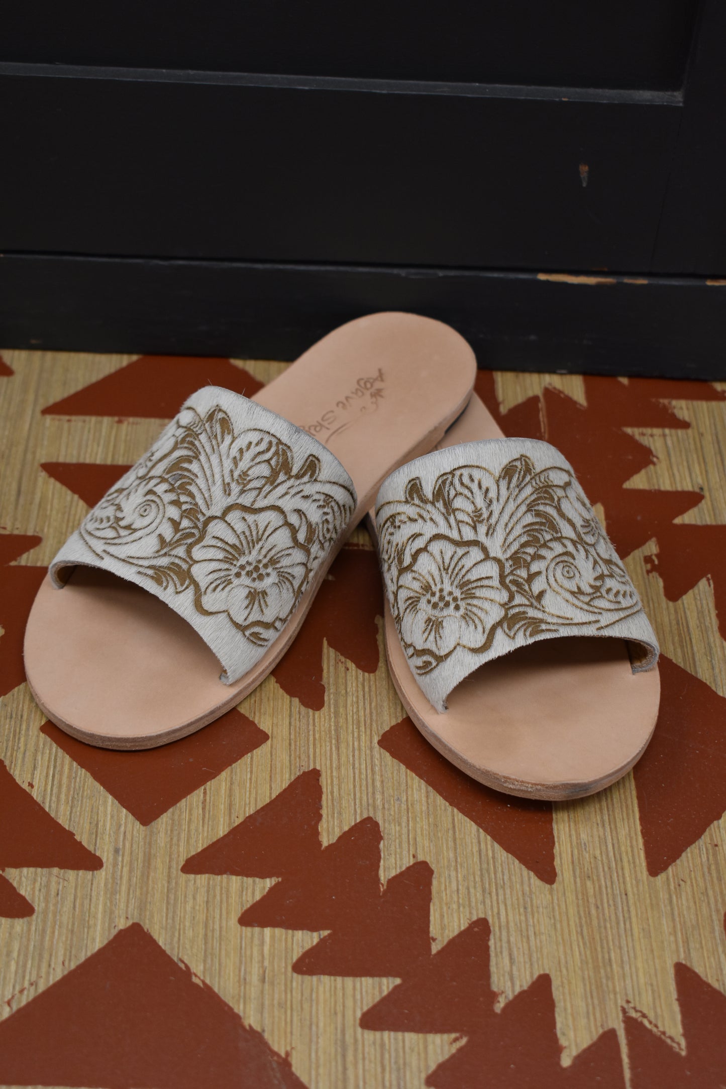 Floral Fire Cowhide Sandals