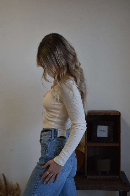 Cream Ribbon Long Sleeve