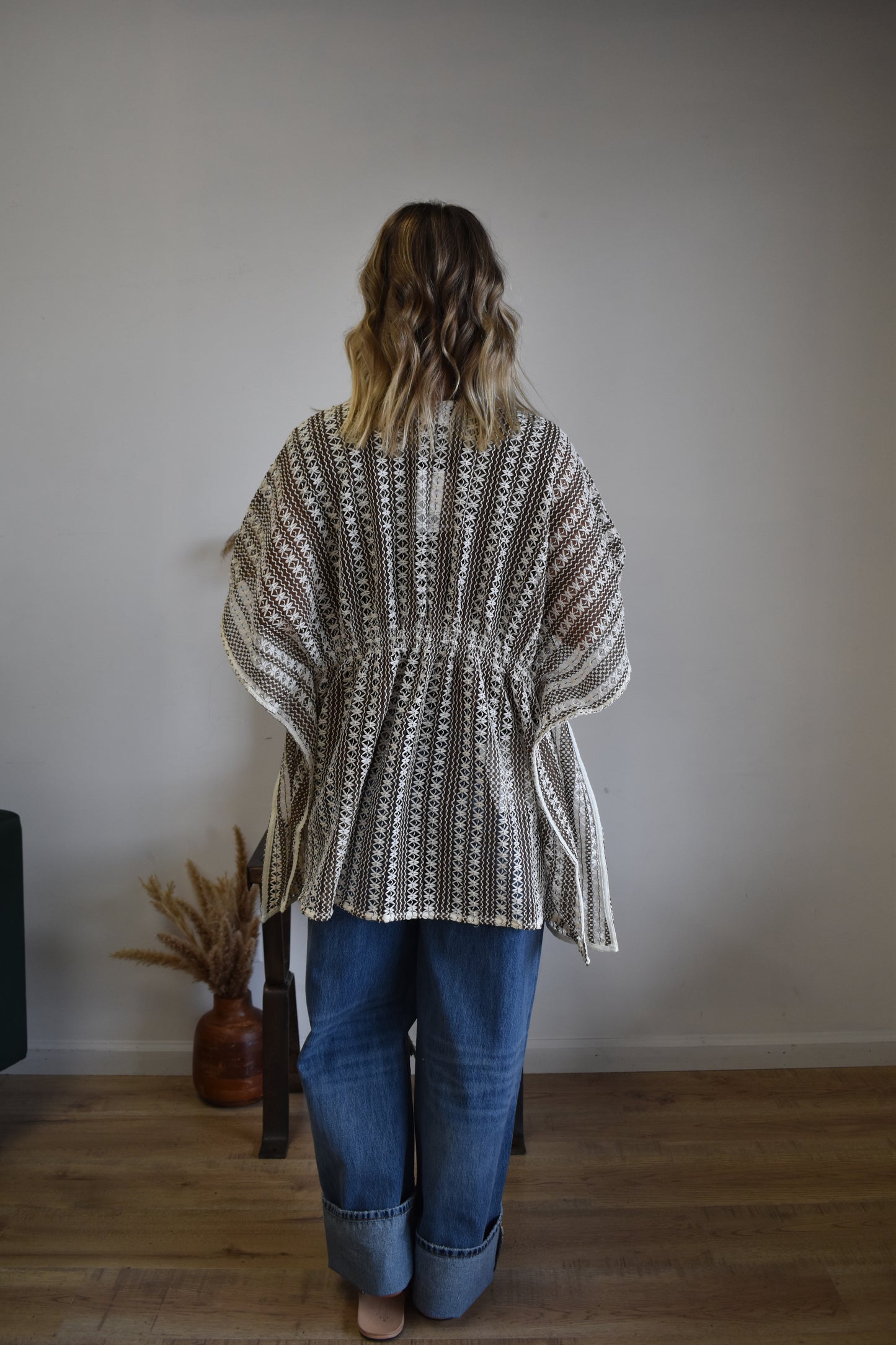 Mocha & Cream Boho Poncho Cardigan