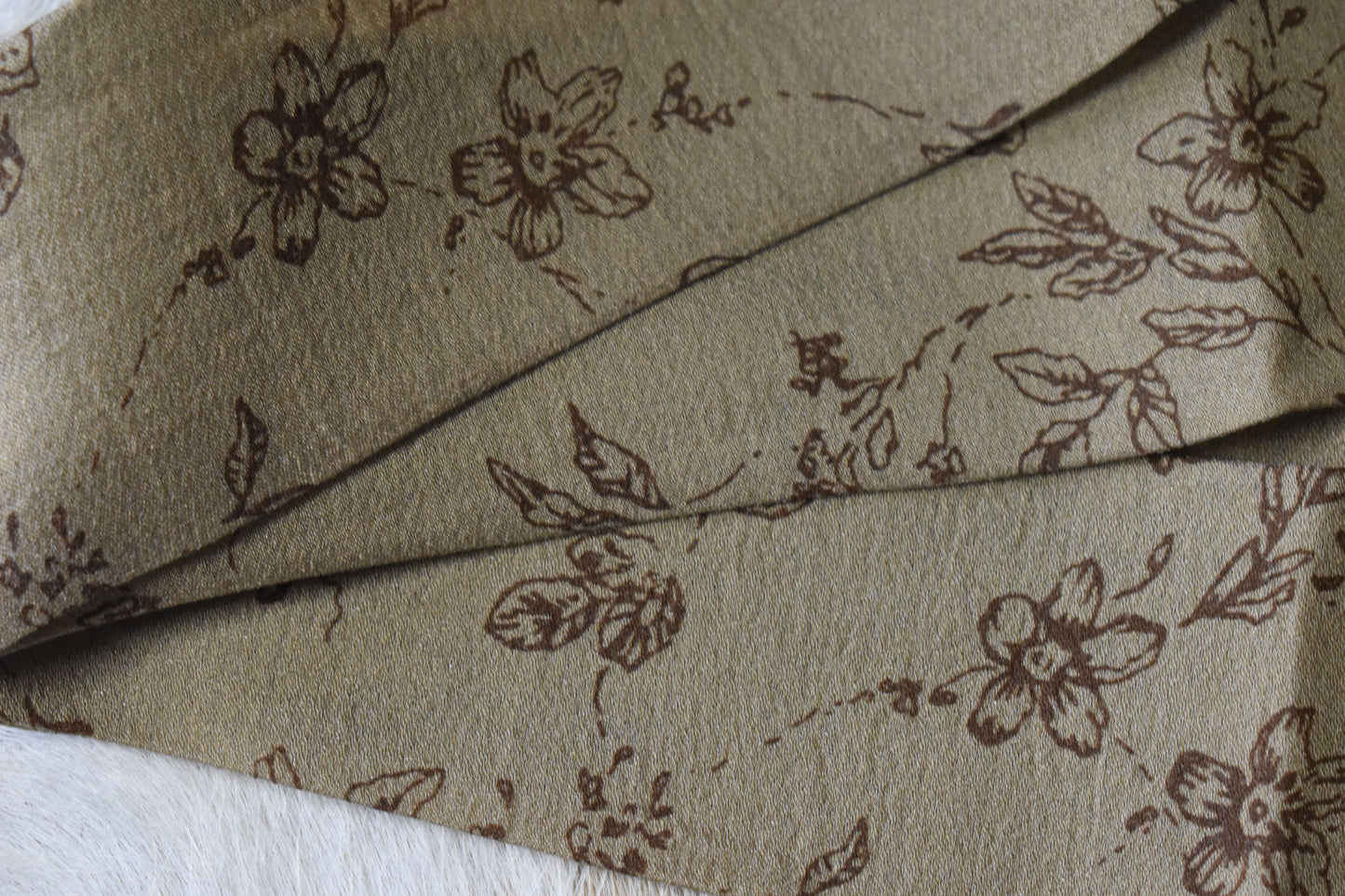 Vintage Floral Olive Skinny Scarf