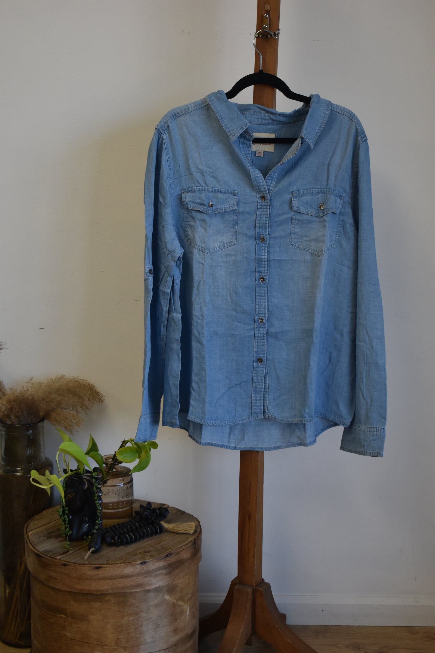 PLUS Denim Button Up Long Sleeve
