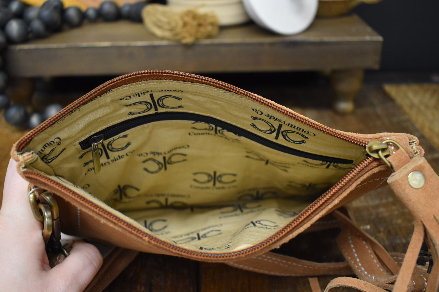 Boot Stitch Suede Leather Purse