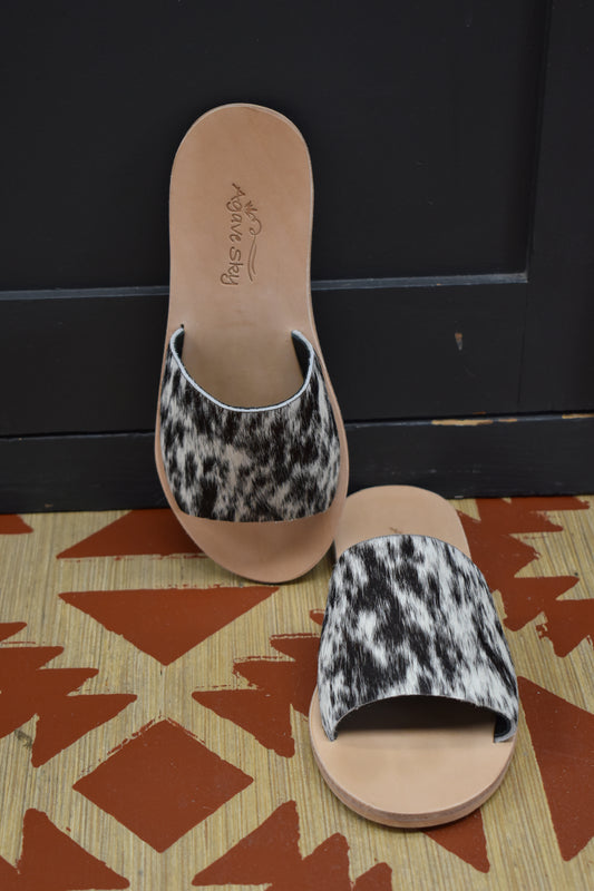 Salt & Pepper Cowhide Sandals