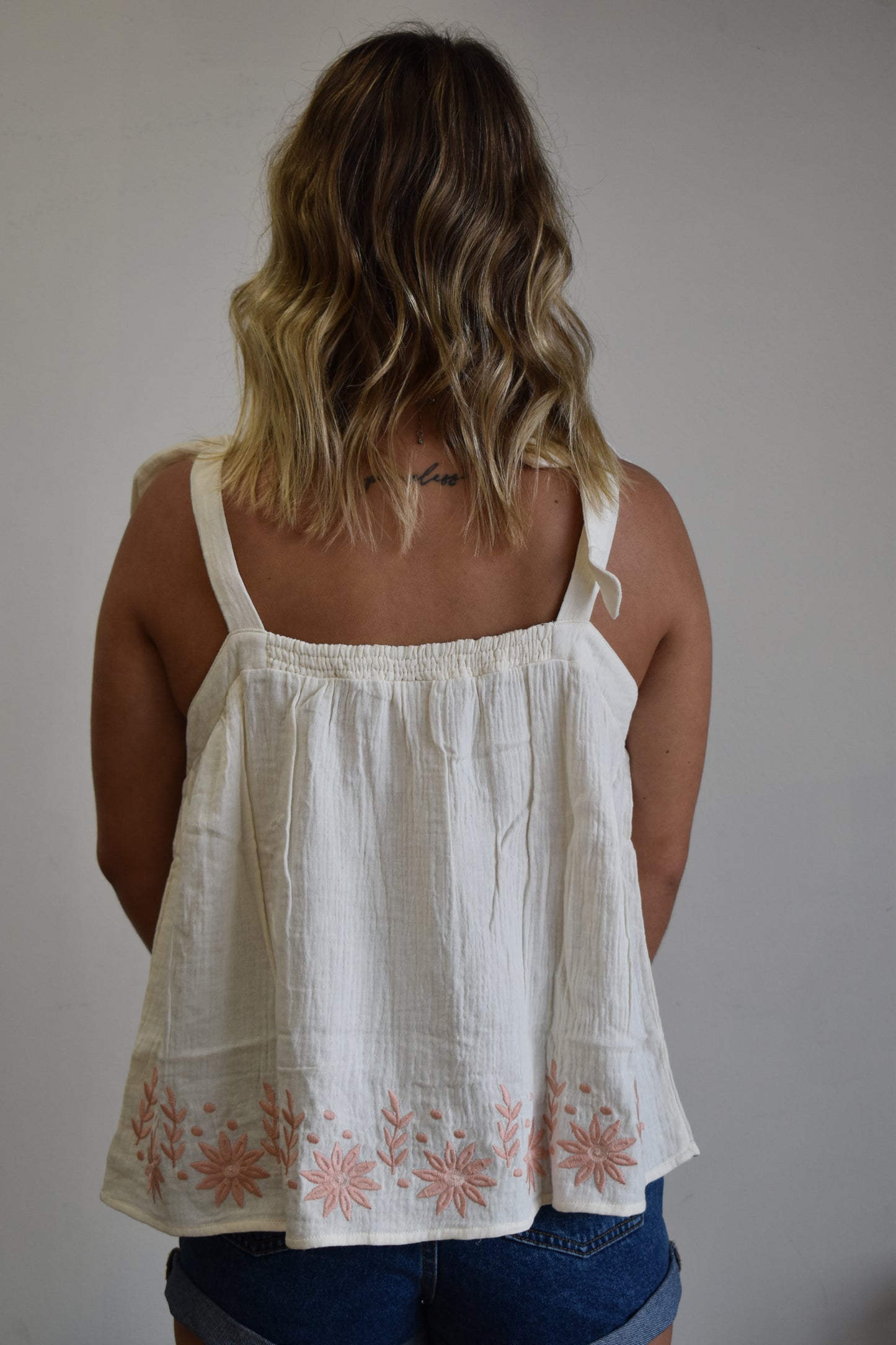 Blush & Ivory Peplum Tank