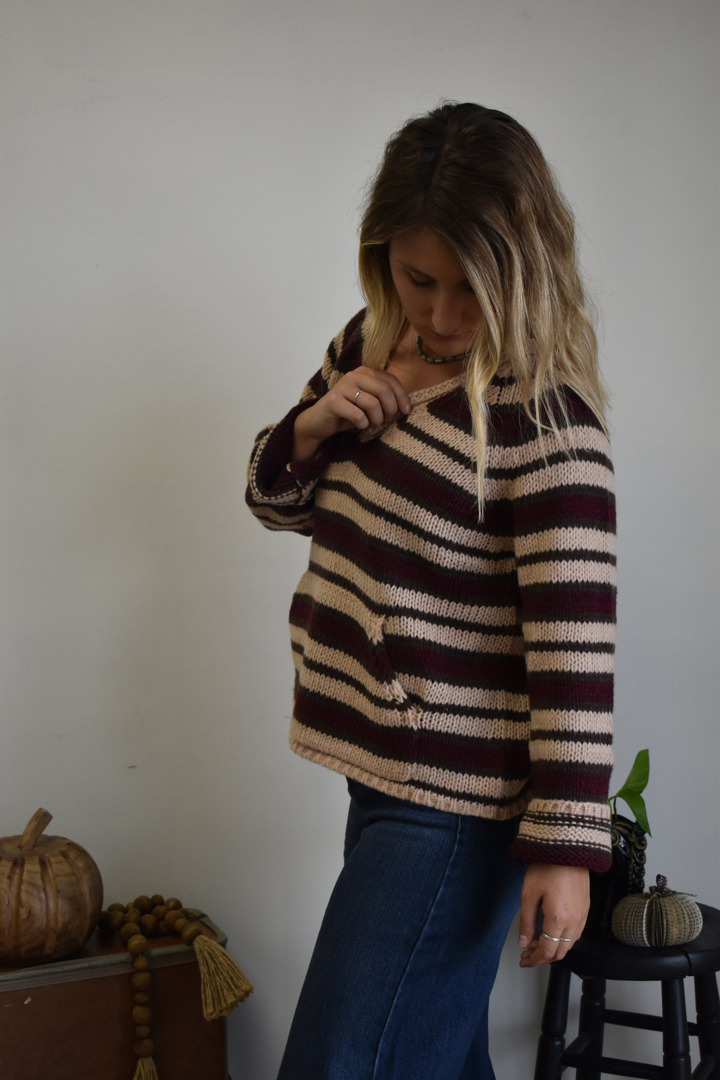 Burgundy Knit Kangaroo Sweater