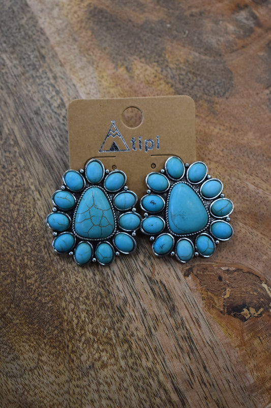 Chunky Turquoise Concho Earrings
