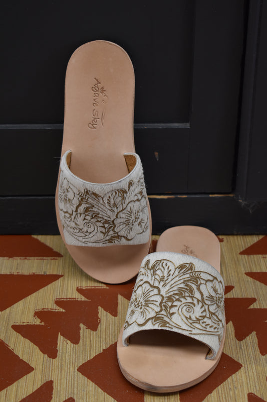 Floral Fire Cowhide Sandals