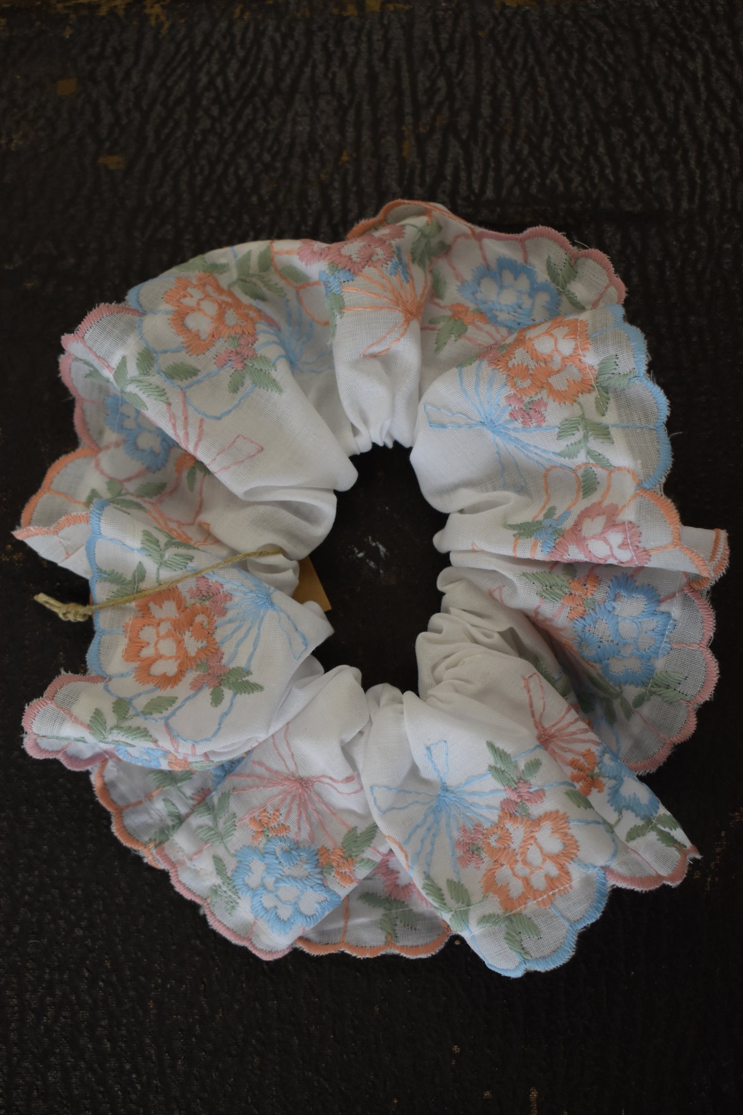 Floral Embroidered Scrunchie