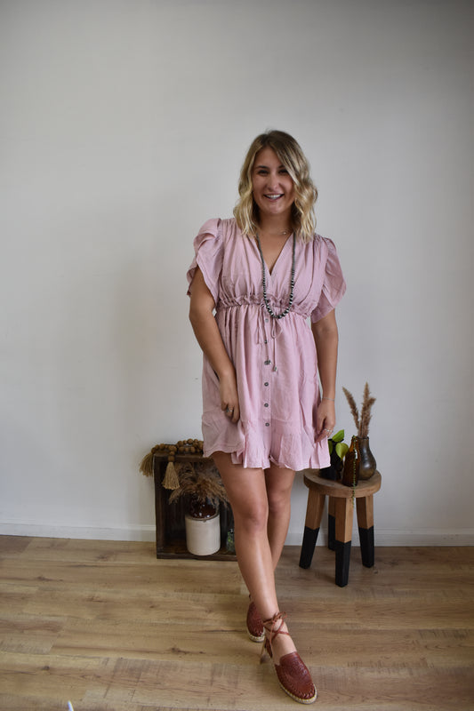 Mauve Tunic Button-Up Dress