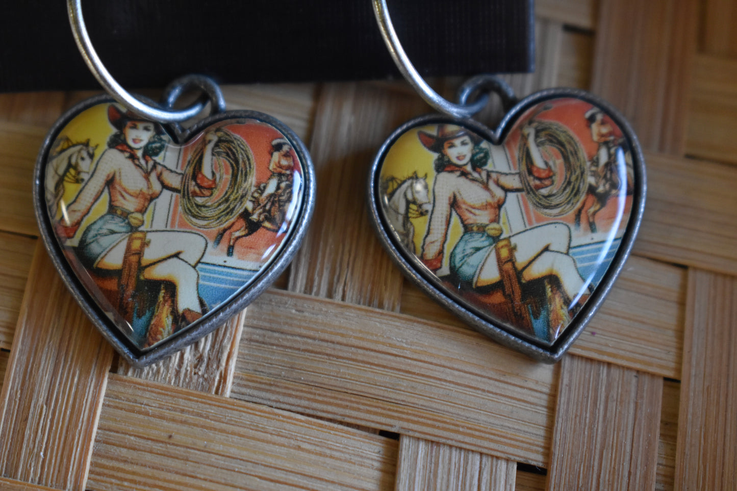 Western Cowgirl Heart Earrings
