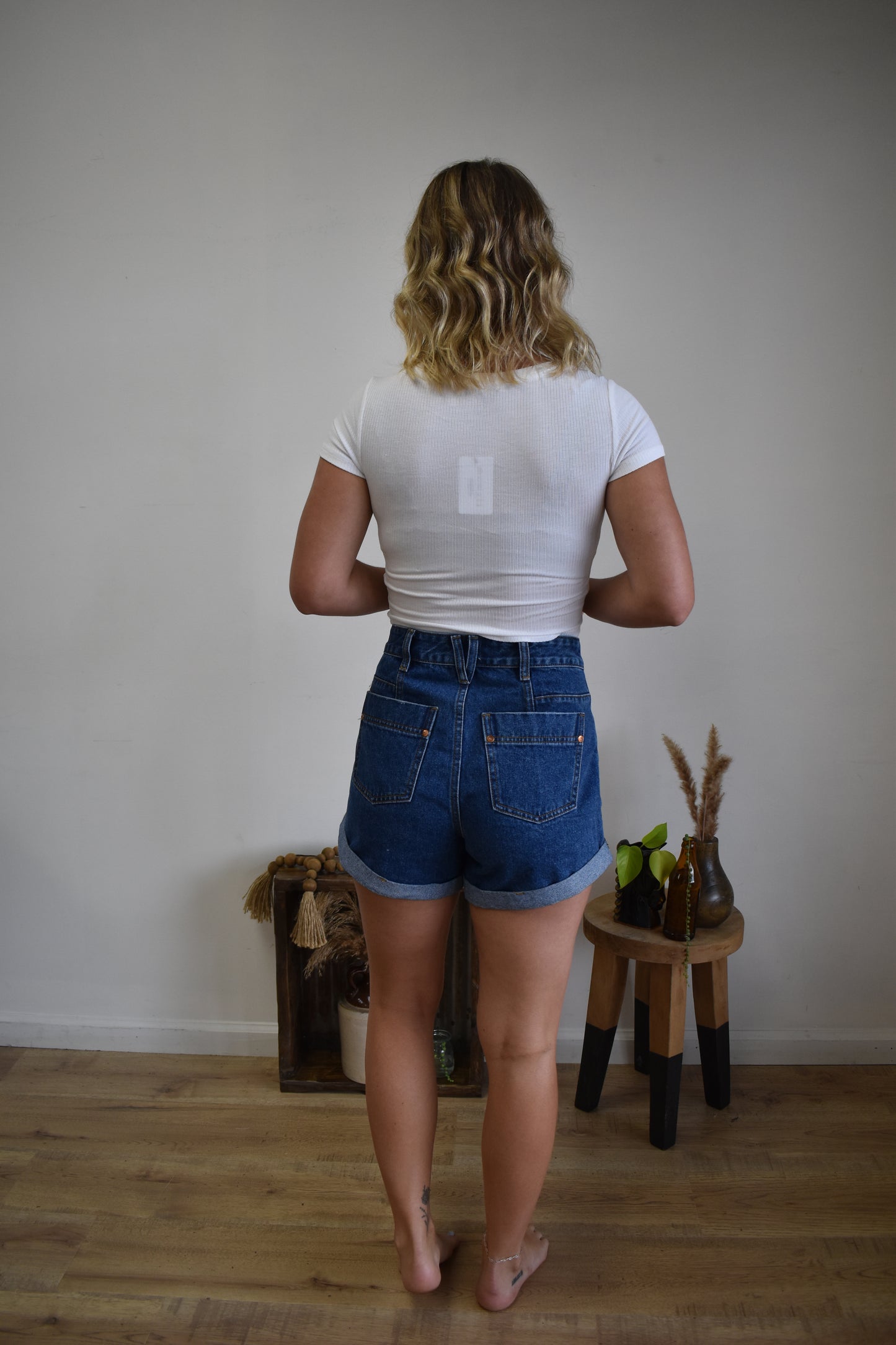 Western Rolled Hem Denim Shorts