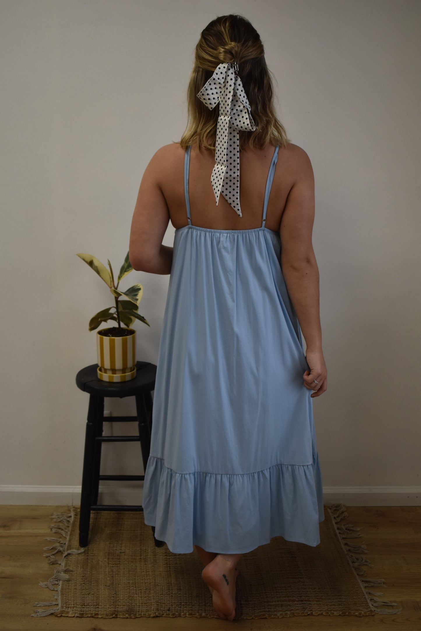 Sky Blue & Lace Maxi Dress