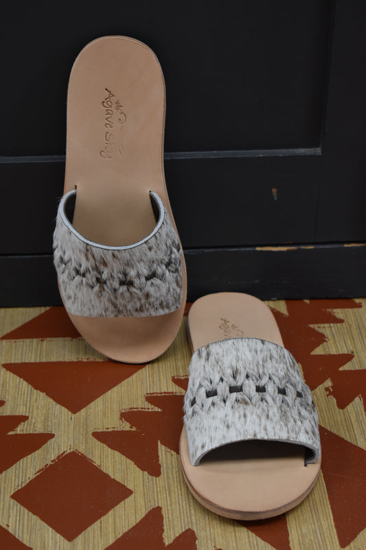 Chocolate Braided Cowhide Sandals
