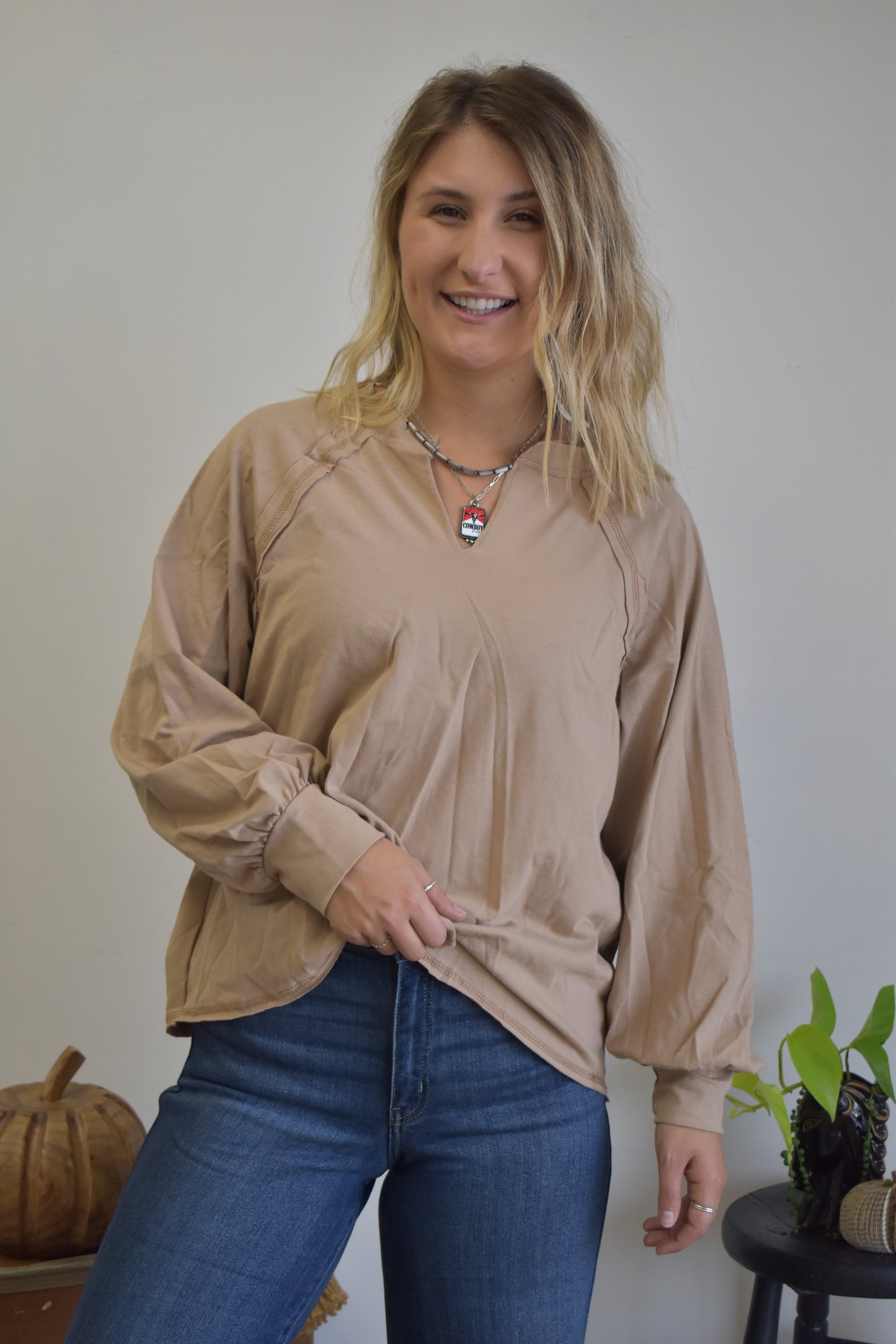 Taupe Oversized Long Sleeve