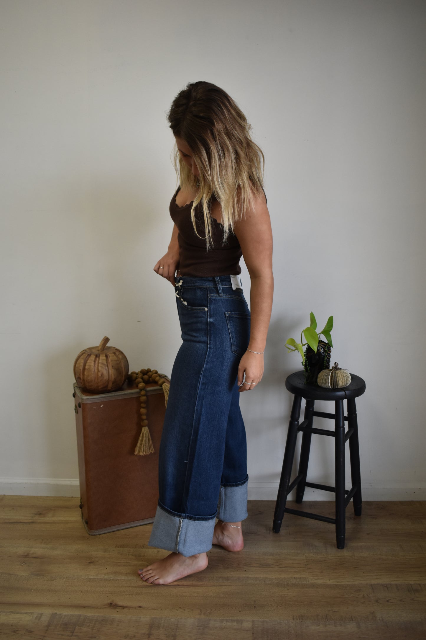 Dark Wash High Rise Trouser