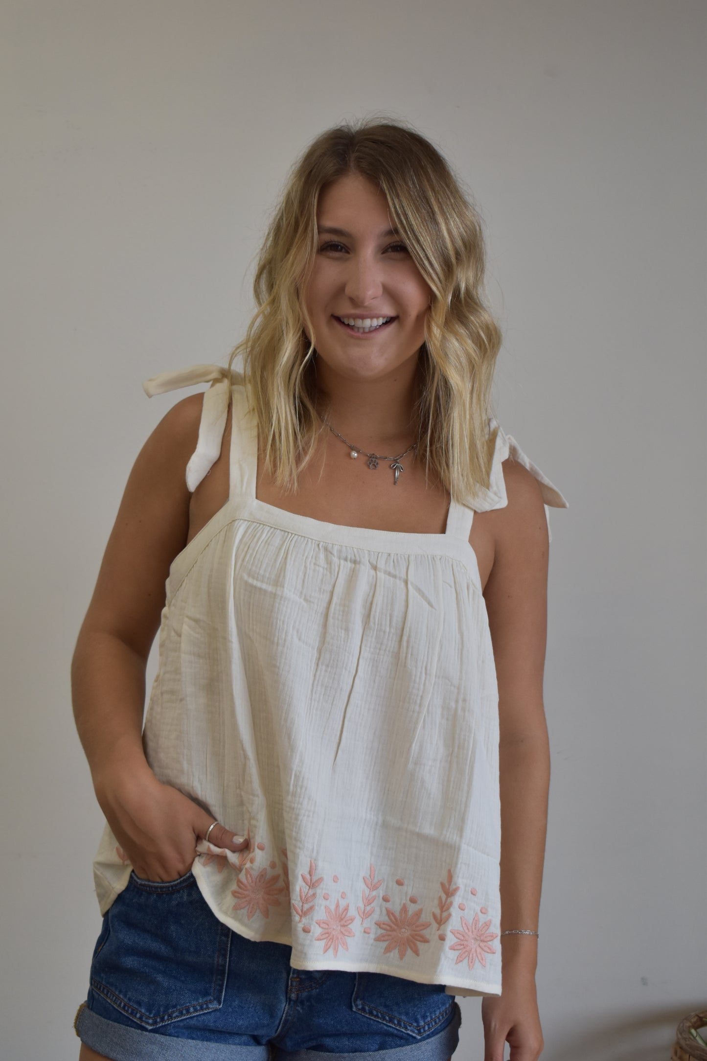 Blush & Ivory Peplum Tank