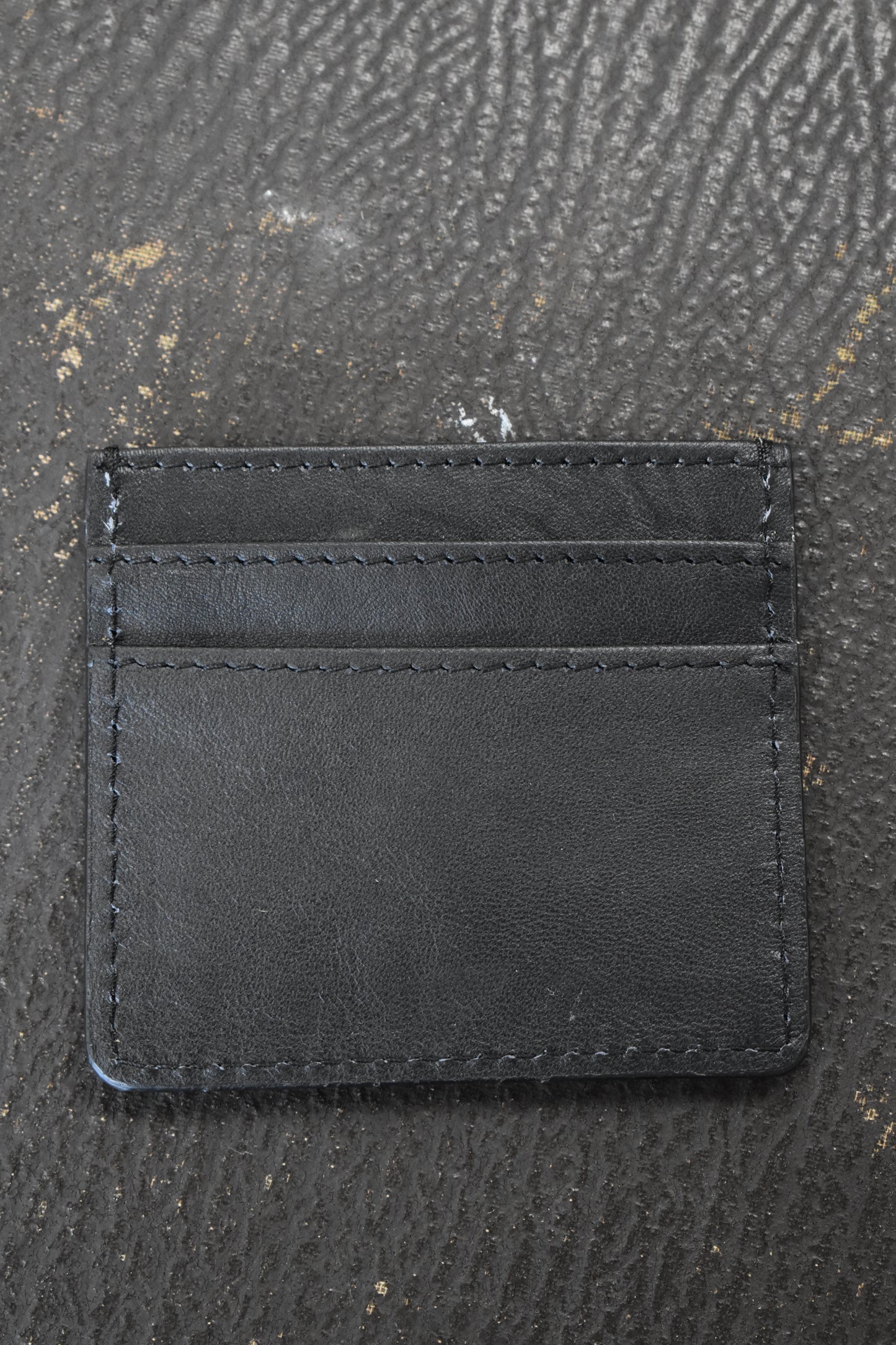 Boot Stitch Black Leather Card Holder