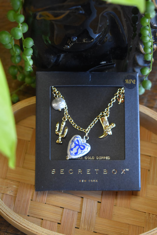 China Dish Bow Charm Necklace