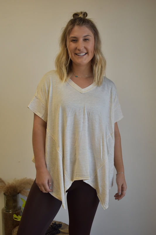 Oatmeal Striped High-Low Top